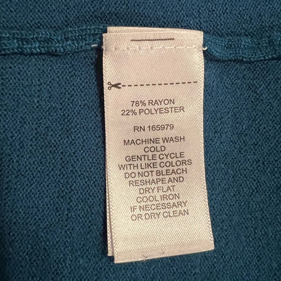 CABLE & GAUGE women v-neck blue-green sweater/size L - Picture 5 of 9